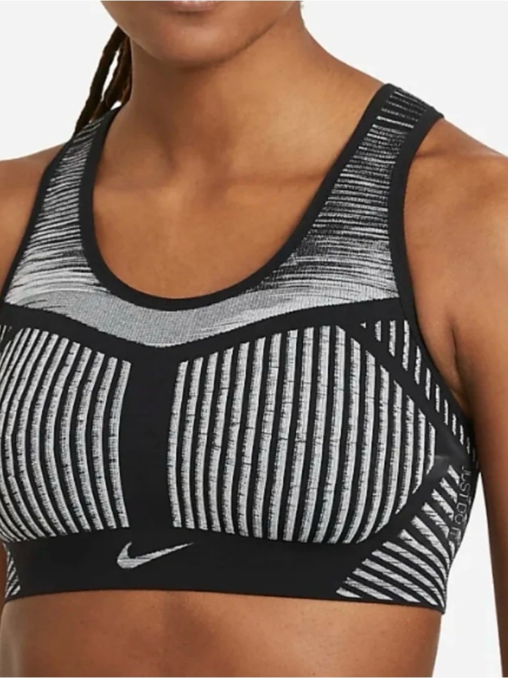 Nike Black & Gray Patterned High-Impact Sports Bra